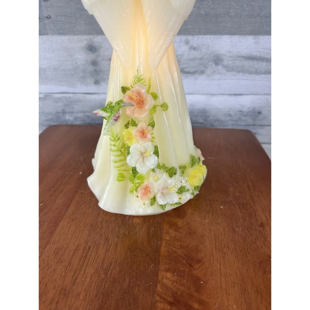 Wax Lighted Angel With Flowers 11